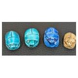 Scarab Pendants - Ceramic, Glazed - Set of 4