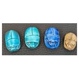 Scarab Pendants - Ceramic, Glazed - Set of 4