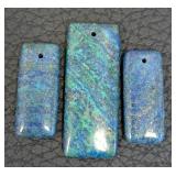 Five Polished Stone Pendant Sets - Blue-Green Rectangles, Orange Marble, Beige Veined, Gray Marble