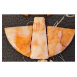 Five Polished Stone Pendant Sets - Blue-Green Rectangles, Orange Marble, Beige Veined, Gray Marble