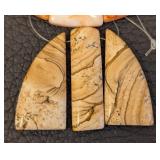 Five Polished Stone Pendant Sets - Blue-Green Rectangles, Orange Marble, Beige Veined, Gray Marble