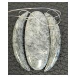 Five Polished Stone Pendant Sets - Blue-Green Rectangles, Orange Marble, Beige Veined, Gray Marble