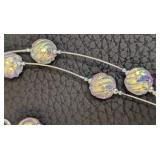 Two Matching Dichroic Glass Necklace & Earring Sets + Rainbow Bar Pendant Necklace