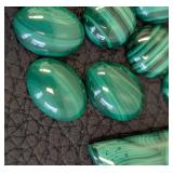 Malachite Pendant & Cabochons - Pendant 0.5 x 1.5 in, Polished Malachite
