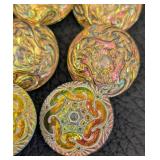 Czech Glass Buttons - 13 Pcs, 1 in Diameter