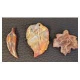 Leaf Pendants Trio - Glass, Stone & Raku