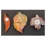 Leaf Pendants Trio - Glass, Stone & Raku