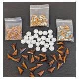 Foiled Glass Opals & Rhinestones - 0.75 in Dia Cabochons & Amber Triangles