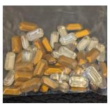 Foiled Glass Opals & Rhinestones - 0.75 in Dia Cabochons & Amber Triangles