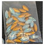 Foiled Glass Opals & Rhinestones - 0.75 in Dia Cabochons & Amber Triangles