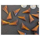 Foiled Glass Opals & Rhinestones - 0.75 in Dia Cabochons & Amber Triangles