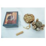 Vintage John Wayne Dresser Box, Antique/Vintage Pin Cushions and wooden Spools of thread