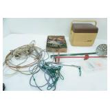 6 pack cooler, fishing gear, ropes, straps, pulleys