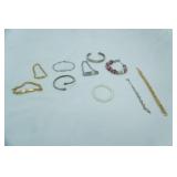 Jewelry Bracelet Lot: Gold & Silver Toned, Faux Pearl, Faux Diamond, Diabetic