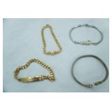 Jewelry Bracelet Lot: Gold & Silver Toned, Faux Pearl, Faux Diamond, Diabetic