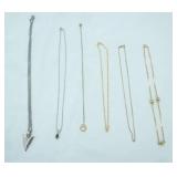 Jewelry Lot: Gold & Silver Toned Necklaces, Faux Diamonds & Pearls. Arrow Head