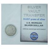 1921 Morgan Silver Dollar with Clear Case. Mint Mark S.