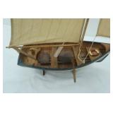 Wooden Decorative Model Boat. Mediterranean-Style Fishing.