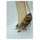 Wooden Decorative Model Boat. Mediterranean-Style Fishing.
