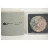 1985 Canadian Proof Silver Dollar Coin in case. Commemorating the 100th Anniversary of Canada