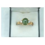 Genuine Jade 14K Gold Plated Ring and Case