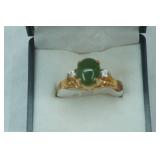 Genuine Jade 14K Gold Plated Ring and Case