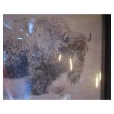 Large Bison Picture in Rustic Frame 57"x45"x3"