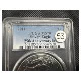 2011 Twenty Fifth Anniv. 1 Oz. Silver American Eagle PCGS MS70 - Perfect Grade!