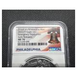 2020-P 1 Oz. Silver American Eagle NGC MS70 Early Releases - Emergency Production - Perfect Grade!