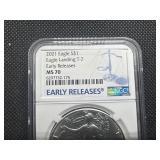 2021 Eagle Landing Type 2 1 Oz. Silver American Eagle NGC MS70  - Perfect Grade! - Early Releases