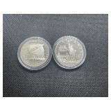 Two Commemorative Silver Dollars: 1986-S Proof Statue of Liberty and 1987-S Uncirculated "We The People"
