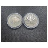 Two Commemorative Silver Dollars: 1986-S Proof Statue of Liberty and 1987-S Uncirculated "We The People"