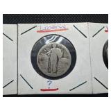 Three Silver Quarters: 1912 Barber, No Date Standing Liberty, and 1934 Washington - 0.54254 Oz. of Silver