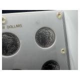 Six Uncirculated New Orleans Mint Morgan Dollars in a Capital Holder: 1898-O; 1899-O; 1900-O; 1901-O; 1902-O; and 1904-O - Beautiful Coins - Extreme Mint Luster!