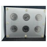 Six Uncirculated New Orleans Mint Morgan Dollars in a Capital Holder: 1898-O; 1899-O; 1900-O; 1901-O; 1902-O; and 1904-O - Beautiful Coins - Extreme Mint Luster!