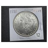 1881 Morgan Silver Dollar Marked MS64 When Purchased