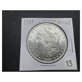 1881 Morgan Silver Dollar Marked MS65 When Purchased - Nice Mint Luster!!