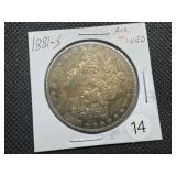 1881-S Morgan Silver Dollar Marked AU Toned When Purchased - Nice Copper Toning!