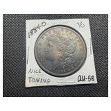 1884-O Morgan Silver Dollar Marked AU58 When Purchased - Nice Bronze Toning!