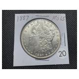 1887 Morgan Silver Dollar Marked MS65 When Purchased