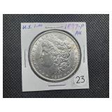 1897 Morgan Silver Dollar Marked AU When Purchased - Clean Blast White Coin!