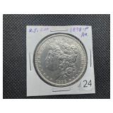 1898 Morgan Silver Dollar Marked AU When Purchased - Clean Blast White Coin!