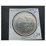 1898 Morgan Silver Dollar Marked AU When Purchased - Clean Blast White Coin!