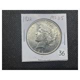 1922 Peace Silver Dollar Marked MS66 When Purchased - Great Detail and Nice Mint Luster!!