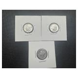 Three Silver Dimes including 1944 D Mercury