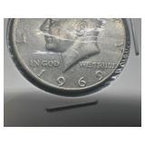 Three 40% Silver Kennedy Half Dollars 1967, 1968, 1969