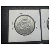 Three 40% Silver Kennedy Half Dollars 1967, 1968, 1969
