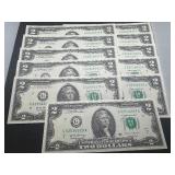 11 Sequential $2 Bills