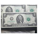 11 Sequential $2 Bills