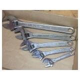 5 Adjustable Crescent-Type Wrenches 6"-8"-10"-12"-15"